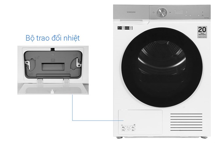 Máy Sấy Bơm Nhiệt Samsung Bespoke AI 9 Kg DV90BB9440GH/SV